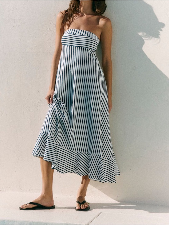 Free People Dresses & Skirts - FREE PEOPLE Sadie Striped Stripe Midi Dress Sky Dive Combo NWOT Size M